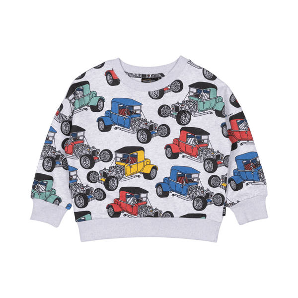 Rock Your Baby Hot Rod Sweatshirt in Vintage Grey Marle