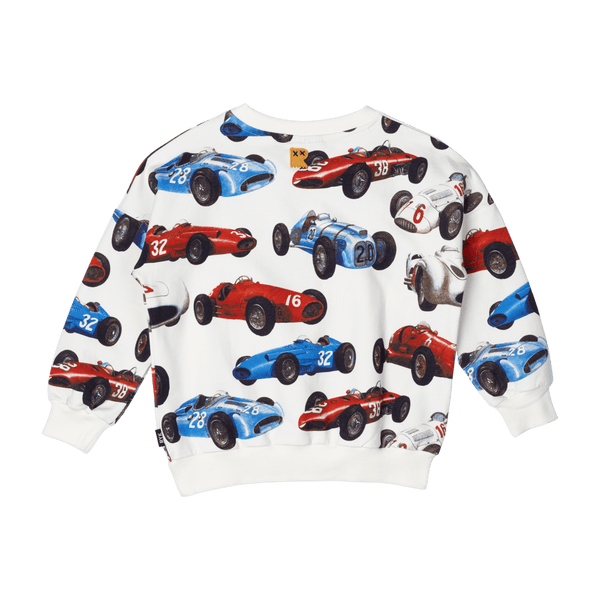 Rock Your Baby Vintage Racing Cars Sweatshirt in Cream