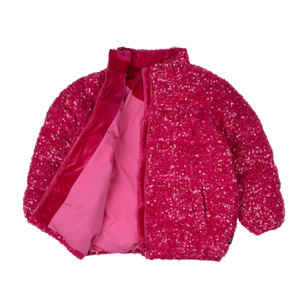 Rock Your Baby Sequin padded jacket in hot pink