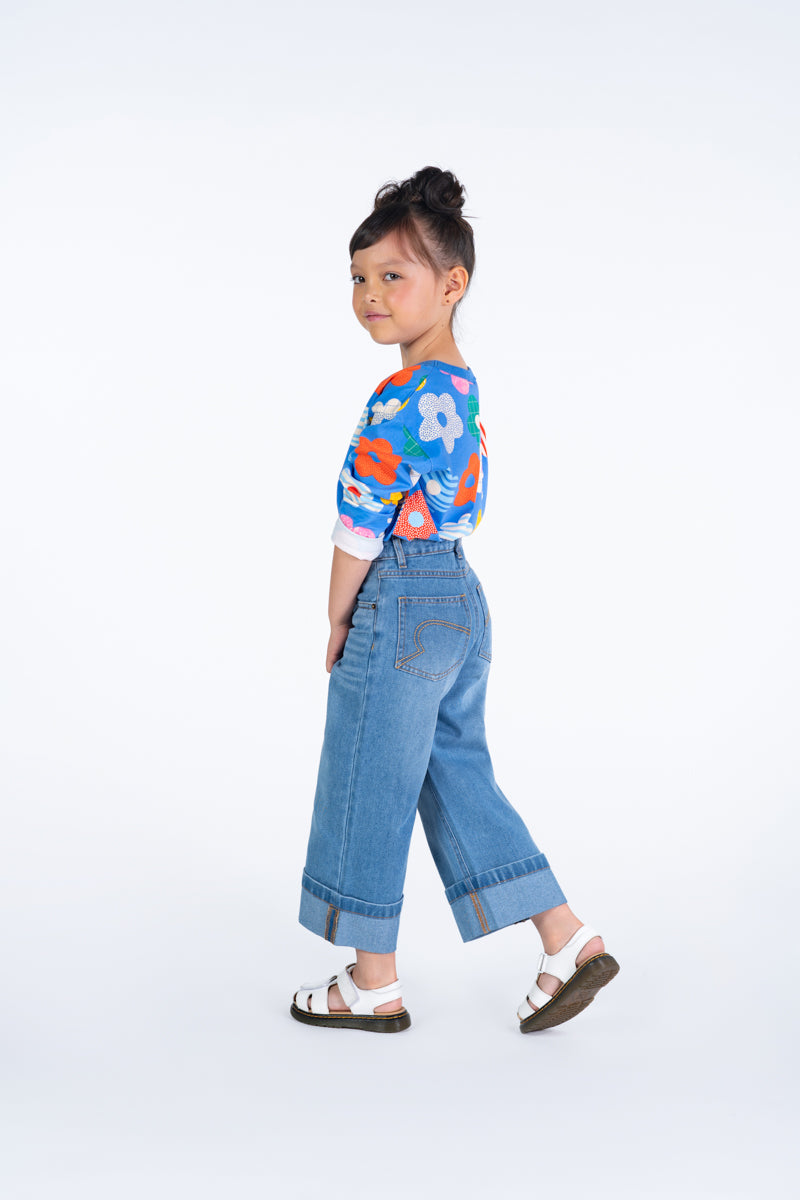 Rock Your Baby Flared loose fit denim Jeans in blue denim