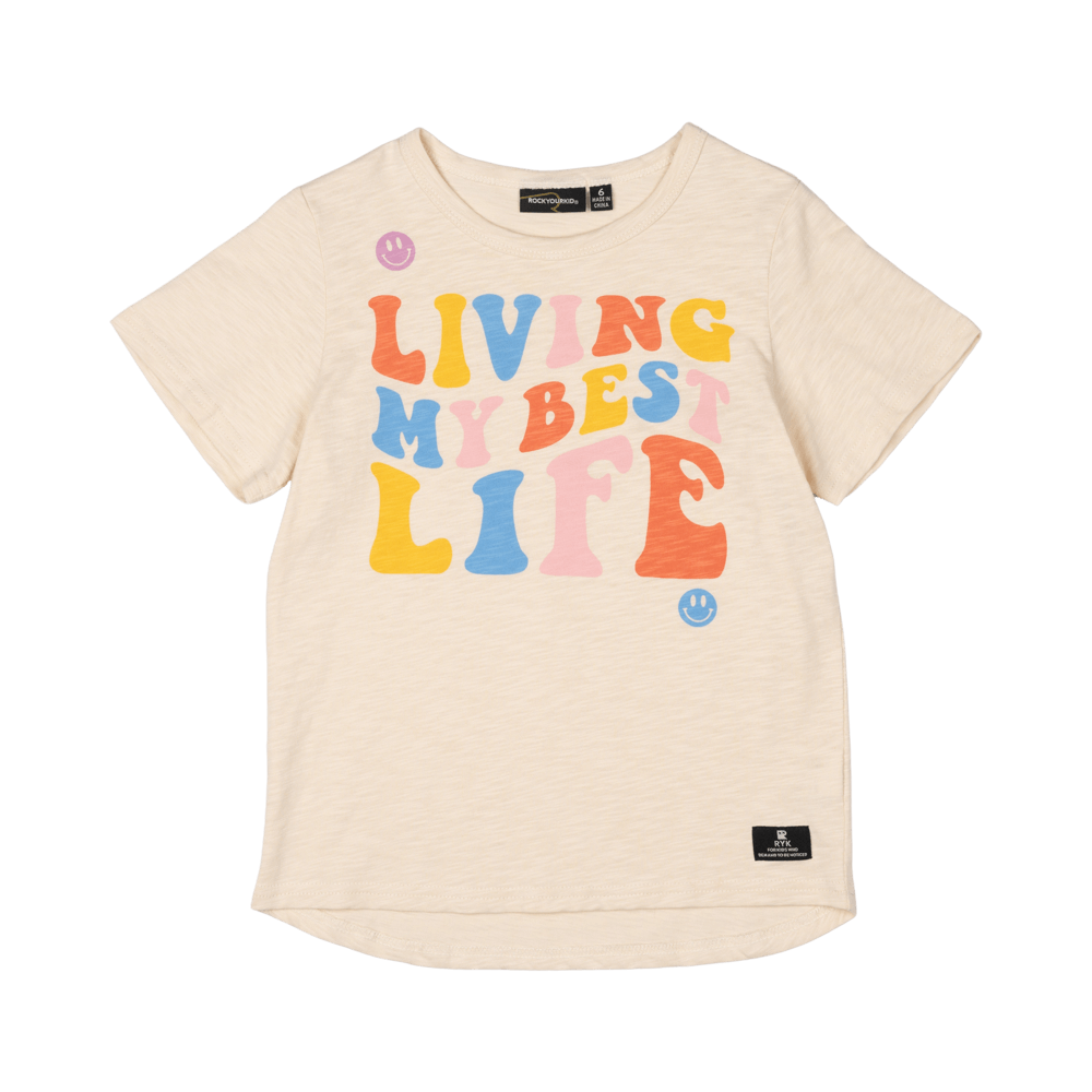 Rock your baby best life t-shirt oatmeal in cream