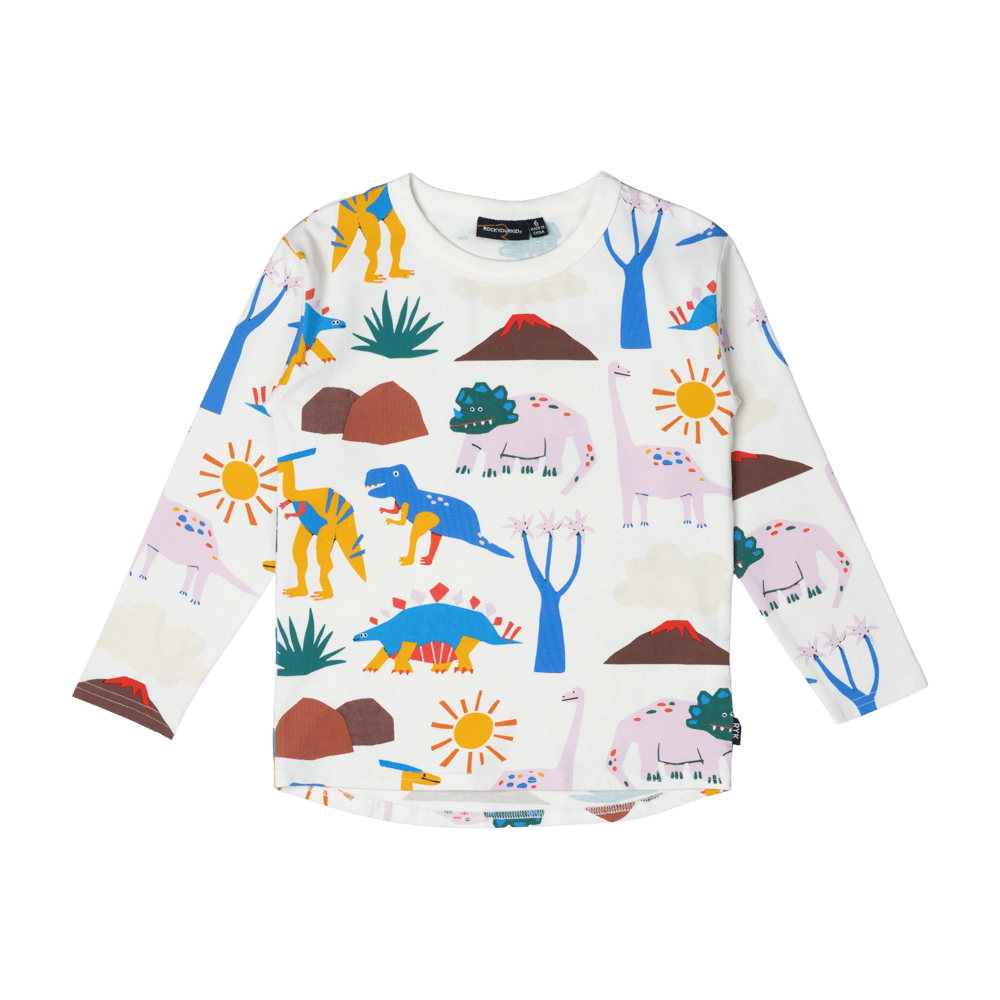 Rock your baby Dino Sun long sleeve Tee in cream