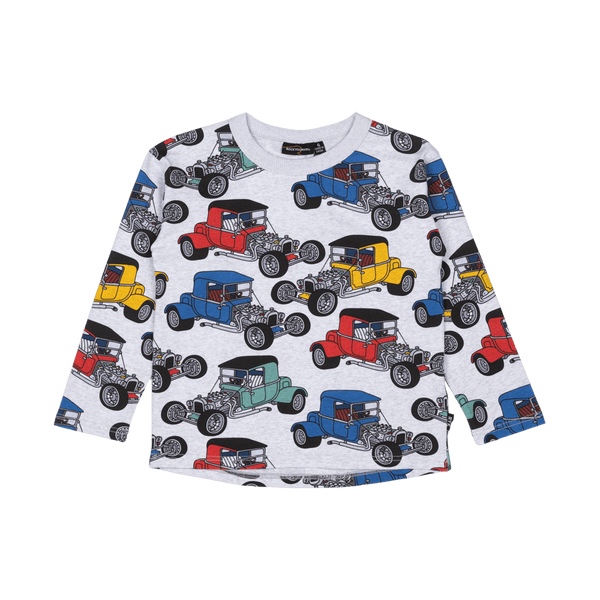 Rock your baby Hot Rod LS Tee in Grey marle