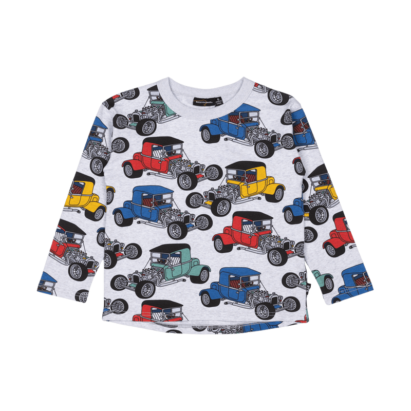 Rock your baby Hot Rod LS Tee in Grey marle