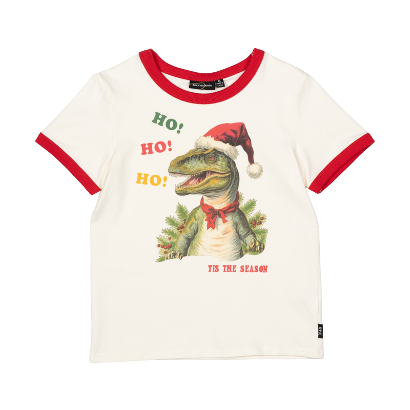 Rock Your baby Ho Ho Ho  Ringer Tee in cream