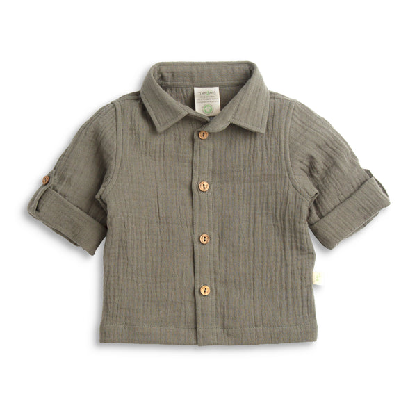 Tiny Twig long sleeve Roll up Shirt in agave