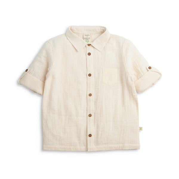 Tiny Twig Roll up long sleeve Shirt birch in cream