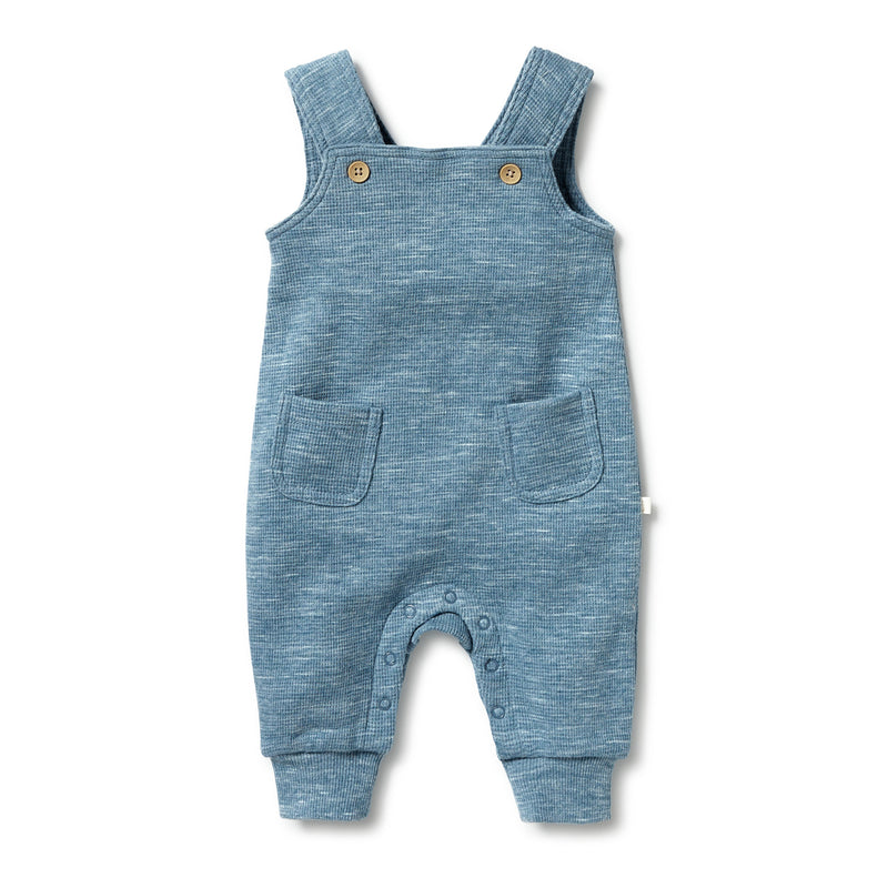 Wilson & Frenchy organic waffle overalls in bluestone