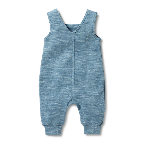 Wilson & Frenchy organic waffle overalls in bluestone