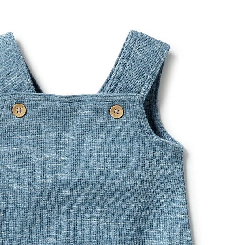 Wilson & Frenchy organic waffle overalls in bluestone