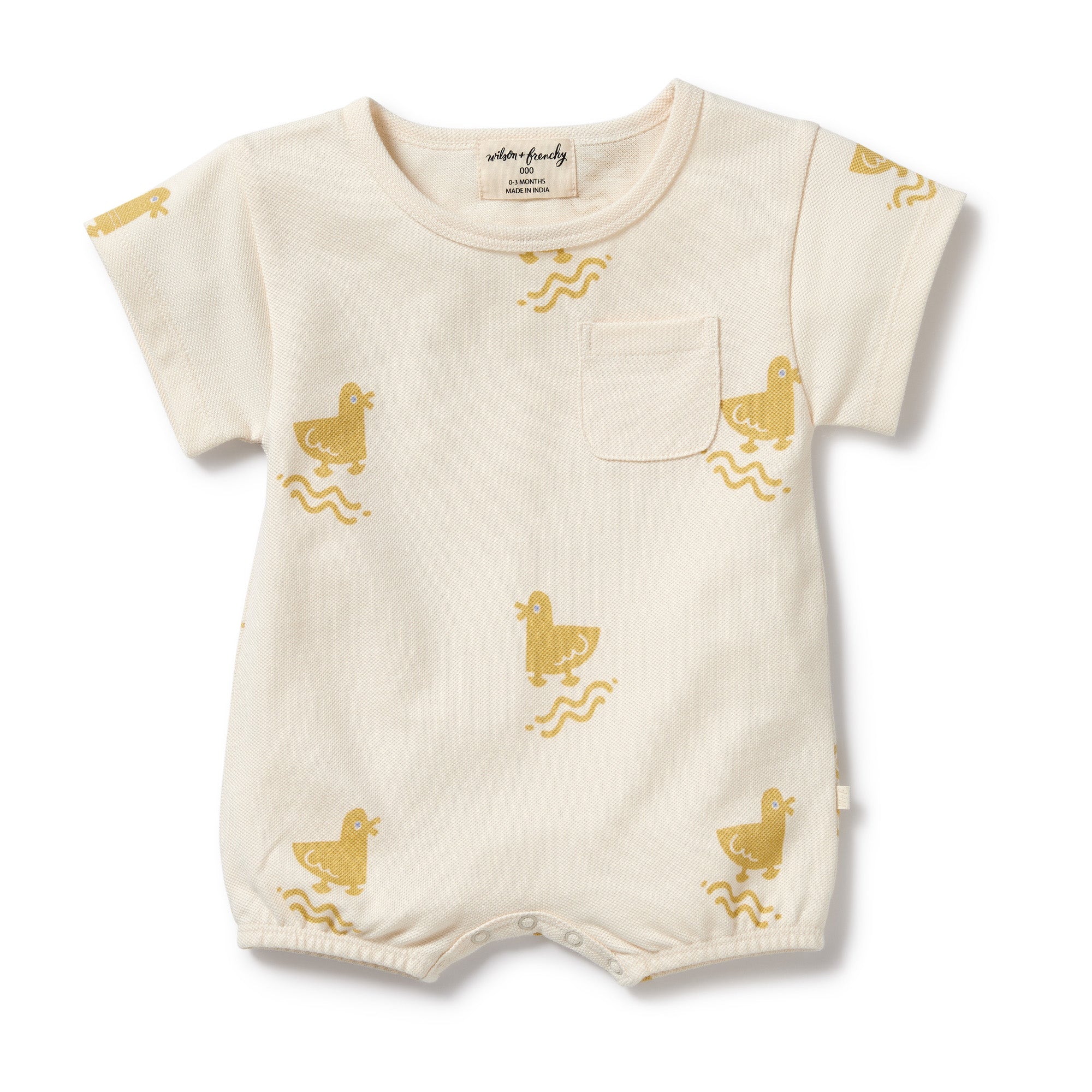 Wilson & Frenchy Quack Quack Organic Cotton Growsuit in white