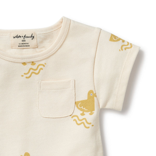 Wilson & Frenchy Quack Quack Organic Cotton Growsuit in white