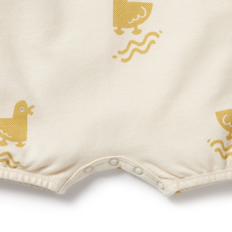 Wilson & Frenchy Quack Quack Organic Cotton Growsuit in white