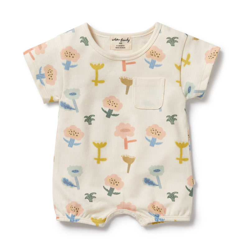 Wilson & Frenchy Cookie Cut Organic Cotton Growsuit in white