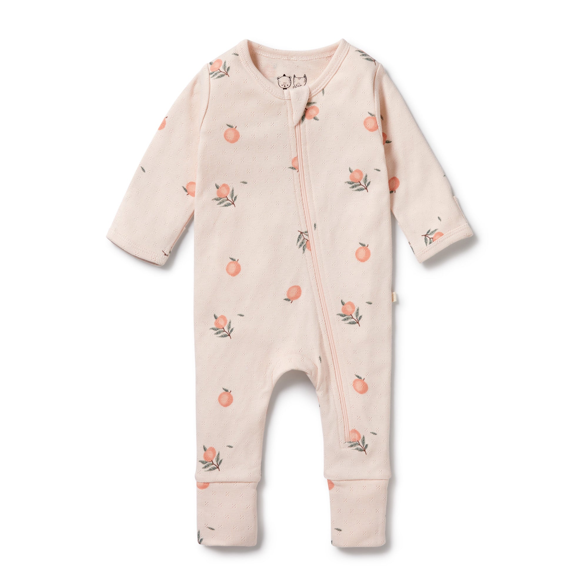 Wilson & Frenchy peaches Organic Cotton Pointelle Zipsuit in white