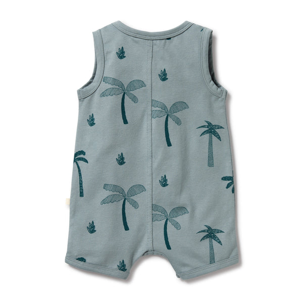 Wilson & Frenchy Palm Days Organic Cotton Henley Growsuit in white