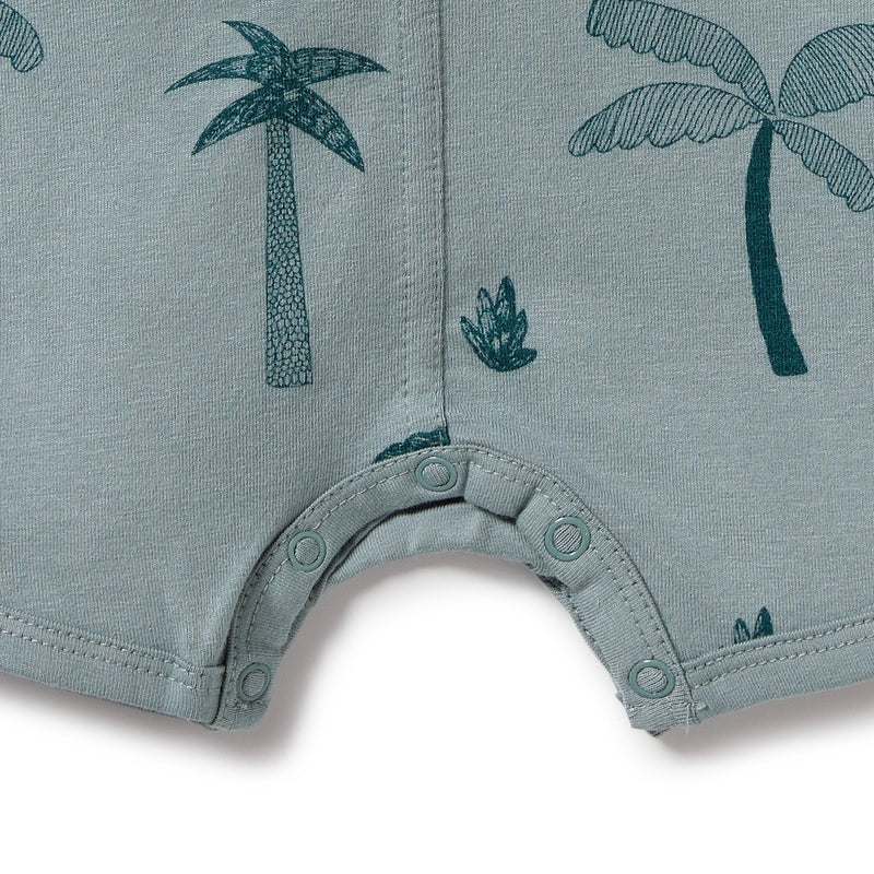 Wilson & Frenchy Palm Days Organic Cotton Henley Growsuit in white
