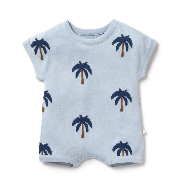 Wilson & Frenchy Little Palm Organic Cotton Growsuit knitwear in blue