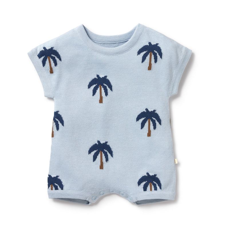 Wilson & Frenchy Little Palm Organic Cotton Growsuit knitwear in blue