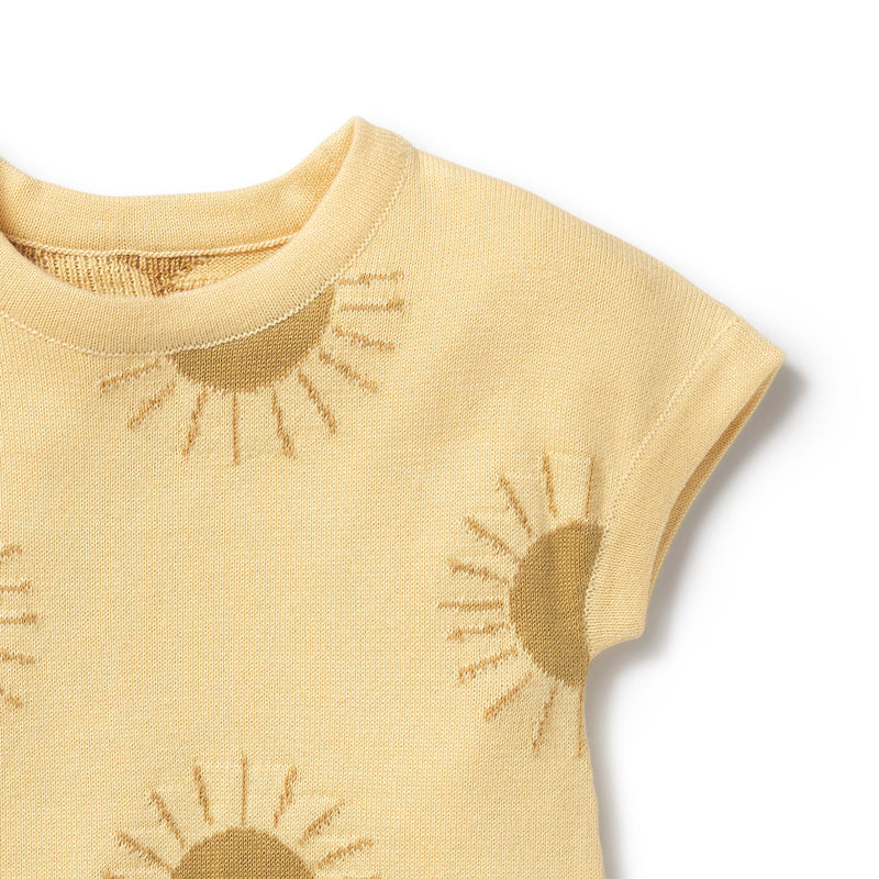 Wilson & Frenchy Sunshine Organic Cotton Knitted Growsuit in yellow