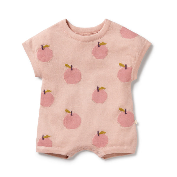 Wilson & Frenchy Just Peachey Organic Cotton Knitted Growsuit in pink