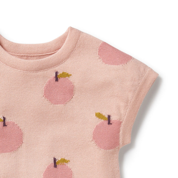 Wilson & Frenchy Just Peachey Organic Cotton Knitted Growsuit in pink
