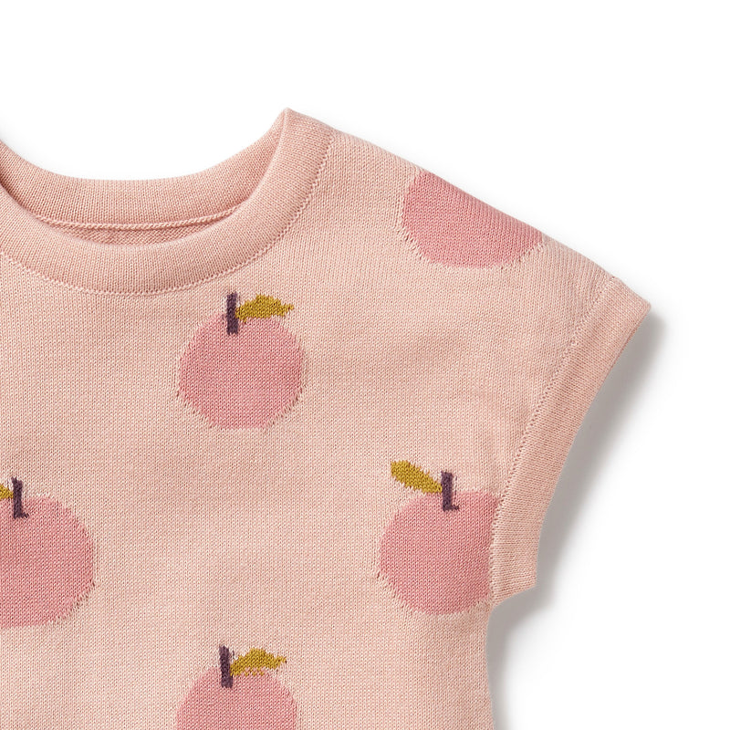 Wilson & Frenchy Just Peachey Organic Cotton Knitted Growsuit in pink