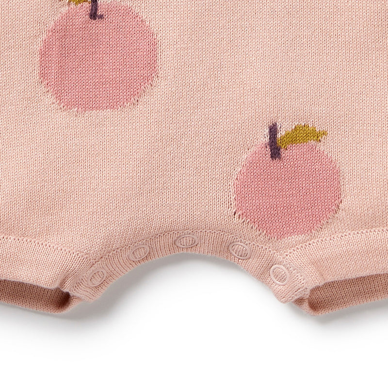 Wilson & Frenchy Just Peachey Organic Cotton Knitted Growsuit in pink