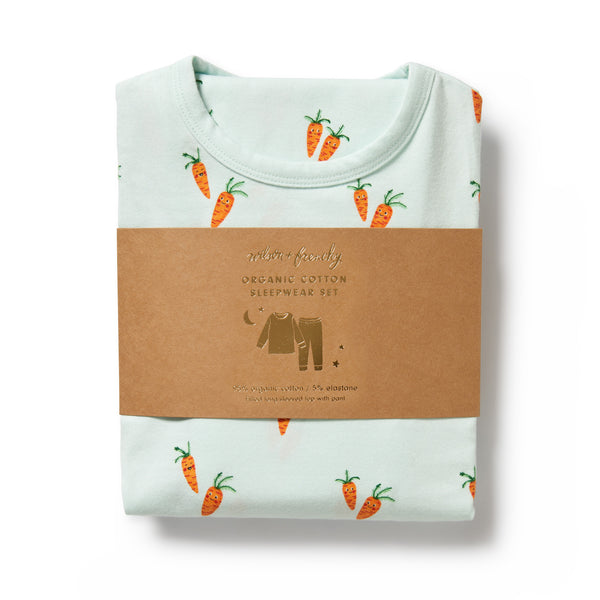 Wilson & Frenchy Organic Long Sleeve Pyjamas - Cute Carrots