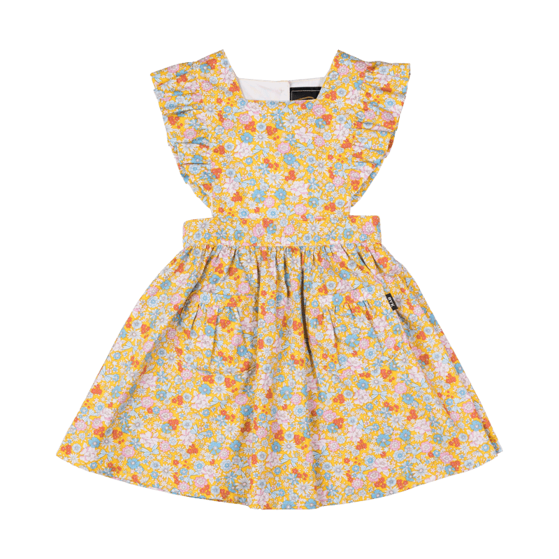 Rock Your Baby Yellow garden floral waisted dress in yellow