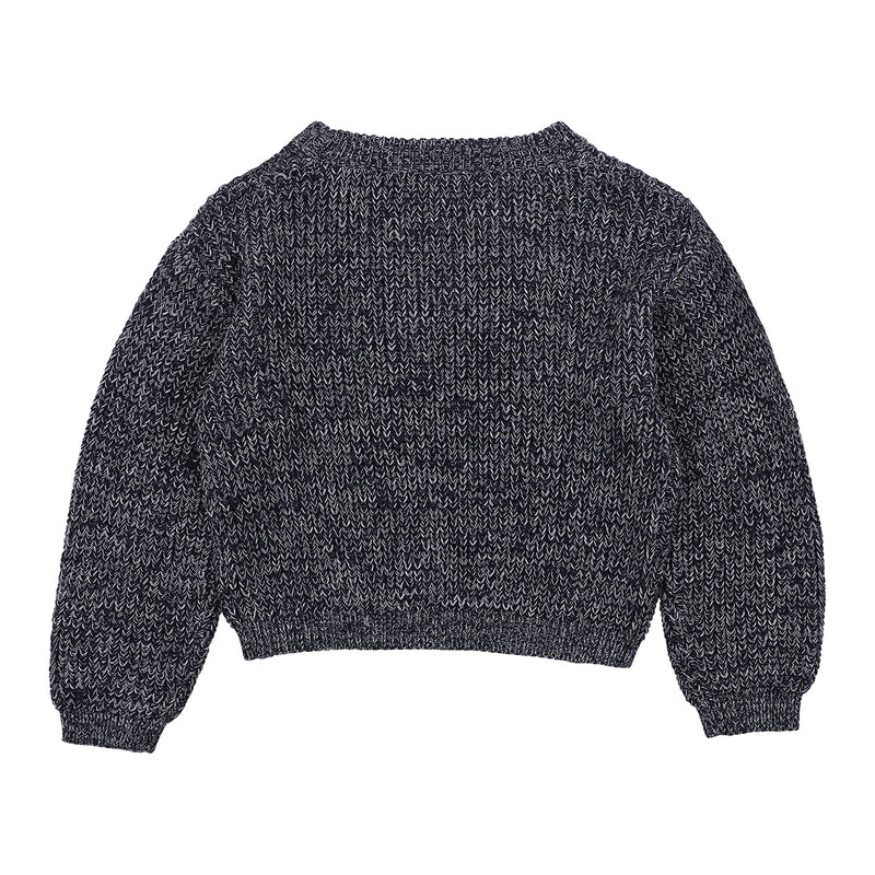 Fox & Finch fishermans rib knit jumper navy in blue