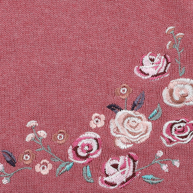 Bebe Ella floral embroidered jumper in dusky pink