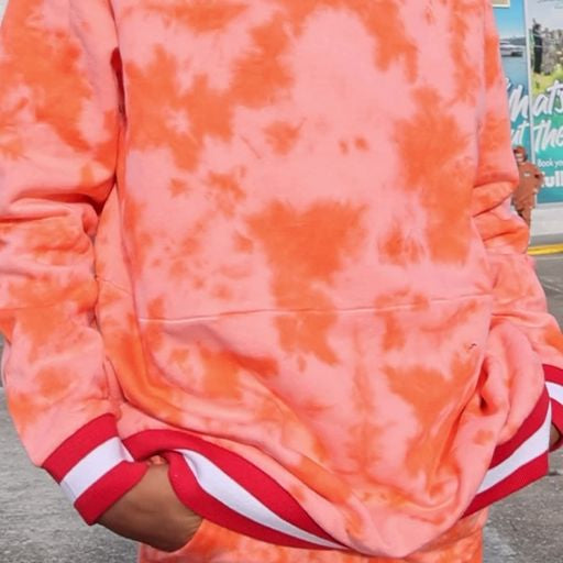 Band of Boys tie dye fleece hood jumper get loud in orange