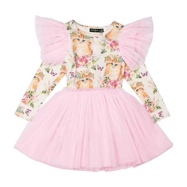 Rock Your Baby Kitty Kats Long Sleeve Circus Dress in Multi