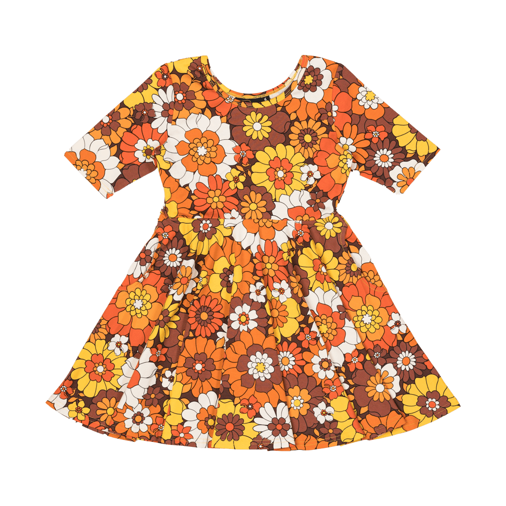 Rock Your Baby Aloha Marigold Waisted Dress in Yellow Floral