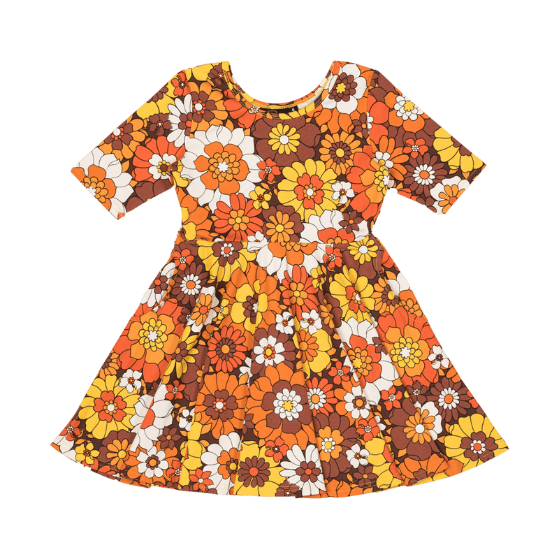 Rock Your Baby Aloha Marigold Waisted Dress in Yellow Floral