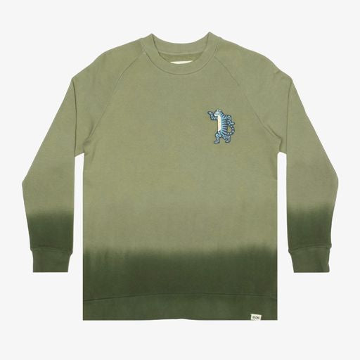 Band of Boys Green Dip Dye Dancing Tiger Raglan Crew in Green