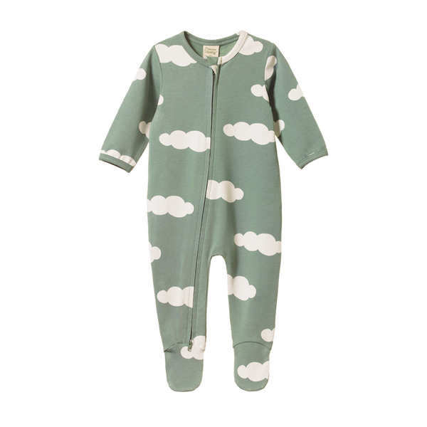 Nature Baby Dreamland suit lily pad cloud print in green