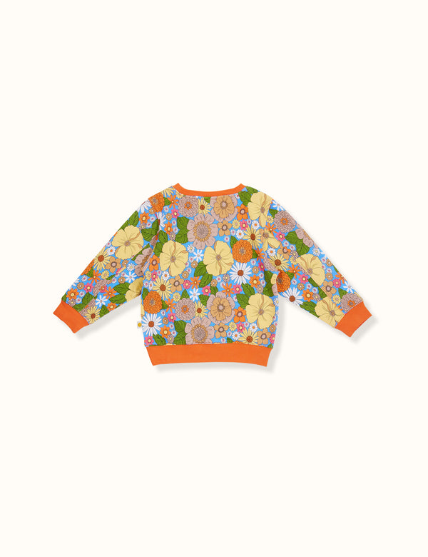 Goldie & Ace Zoe Floral Terry Relaxed Sweater in Floral Multi