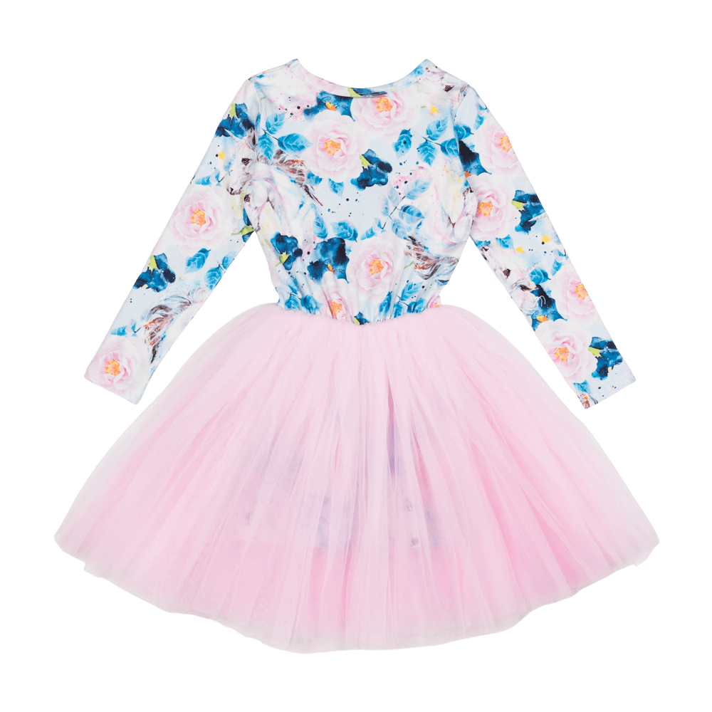 Rock your baby floral unicorn LS flounce dress in multicolour