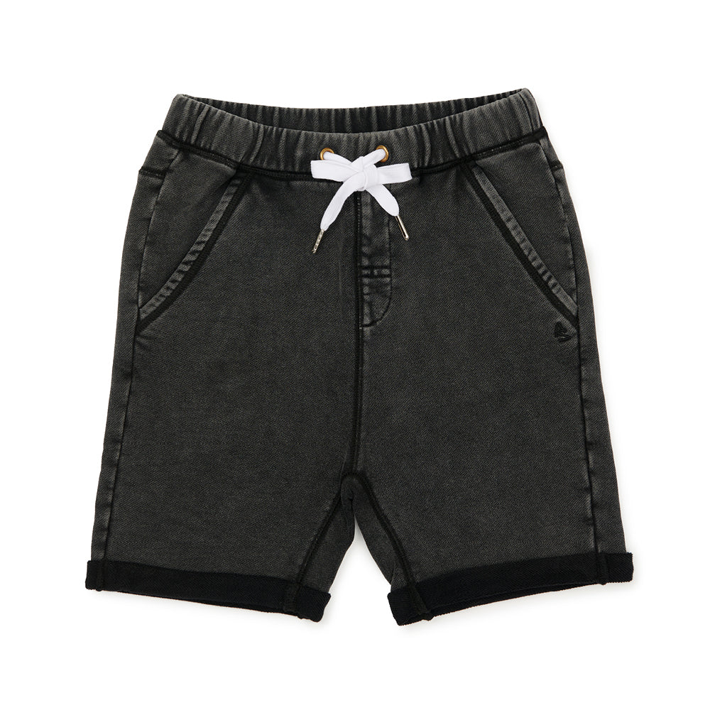 Alphabet Soup Chill Out Short Stonewash  in Black