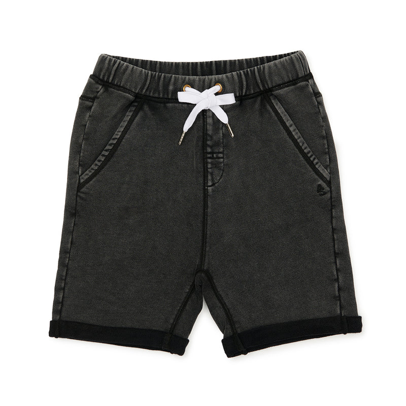 Alphabet Soup Chill Out Short Stonewash  in Black