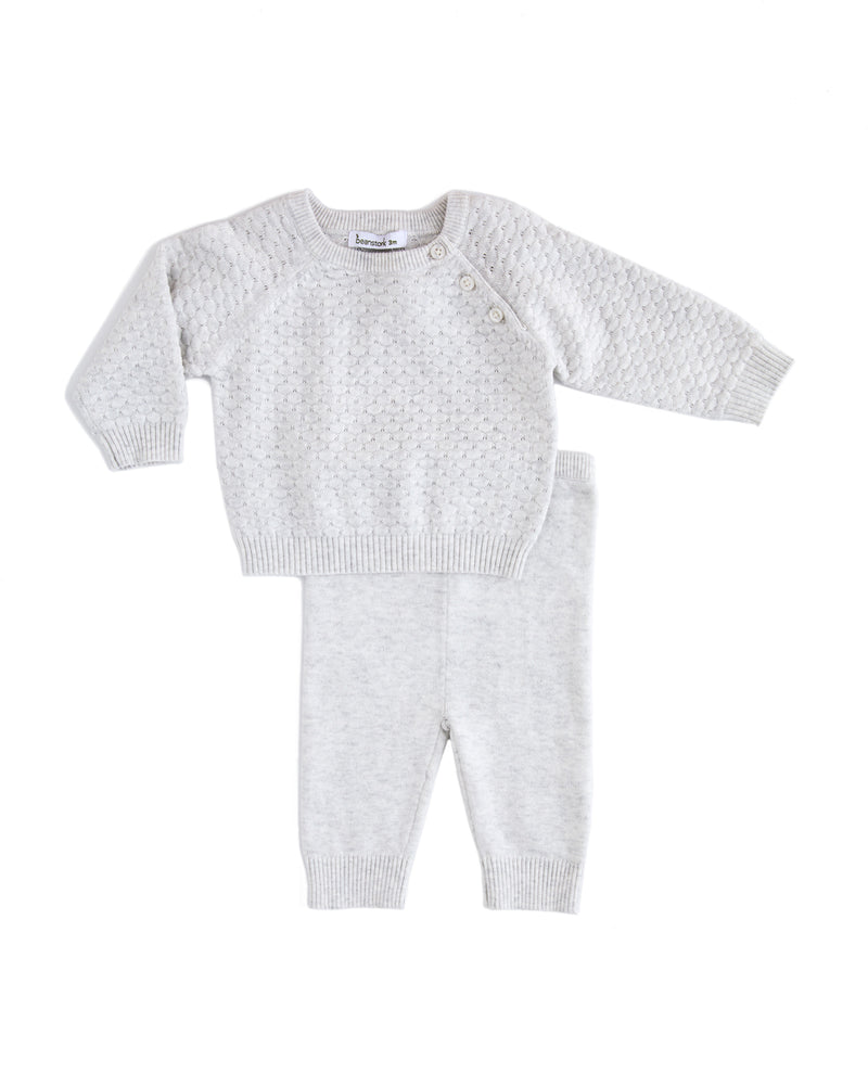 Beanstork textured 2pc set in grey marle