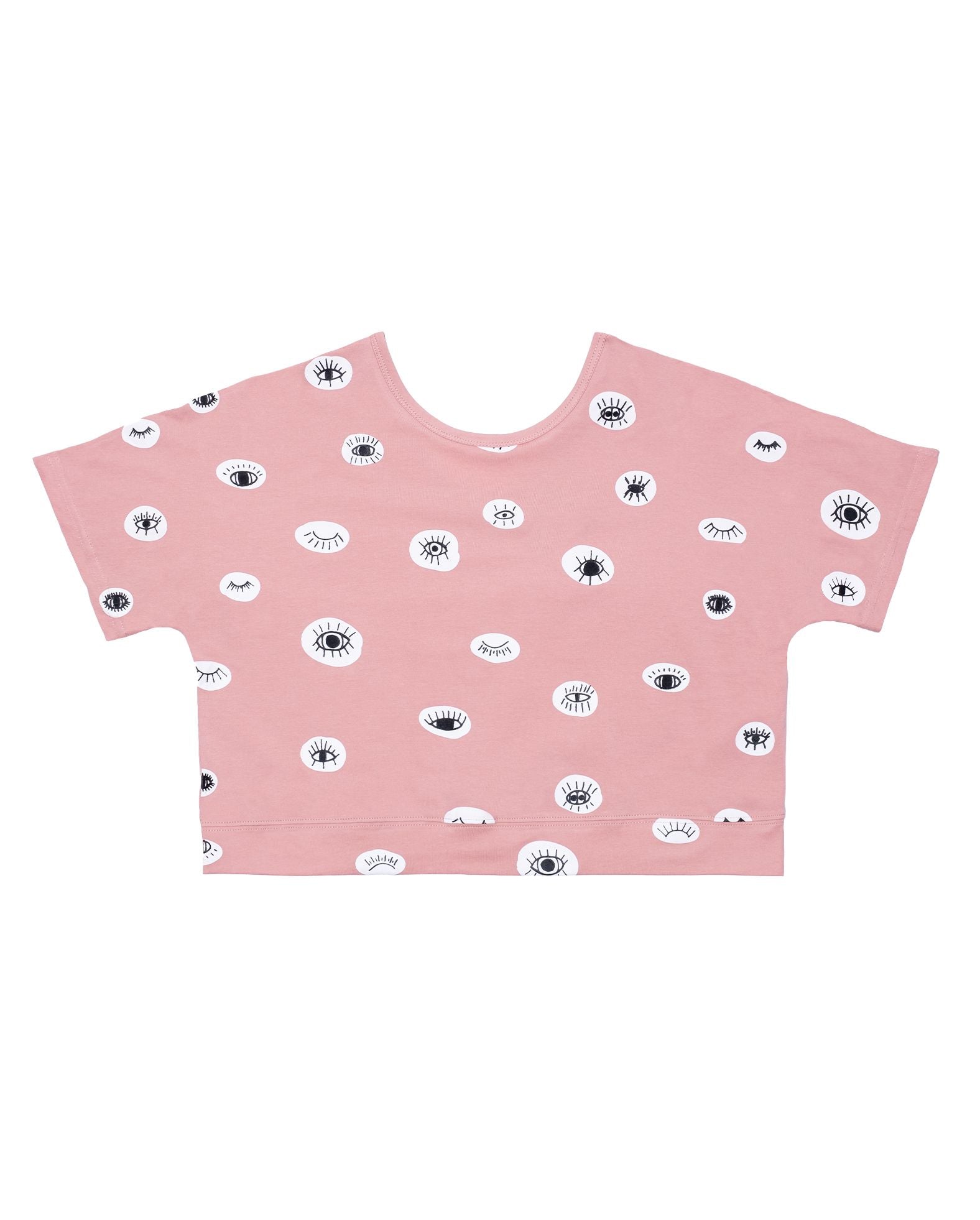 The girl club eyes love you tee v detail crop in pink