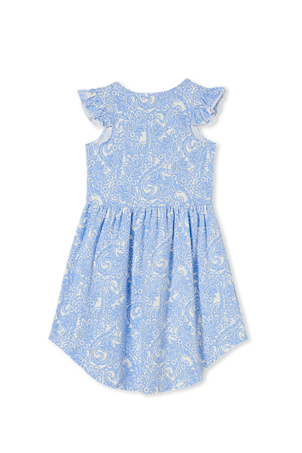 Milky Spring Paisley Dress in blue