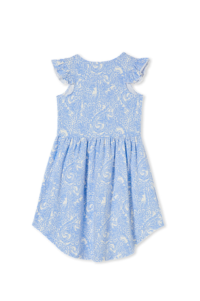 Milky Spring Paisley Dress in blue