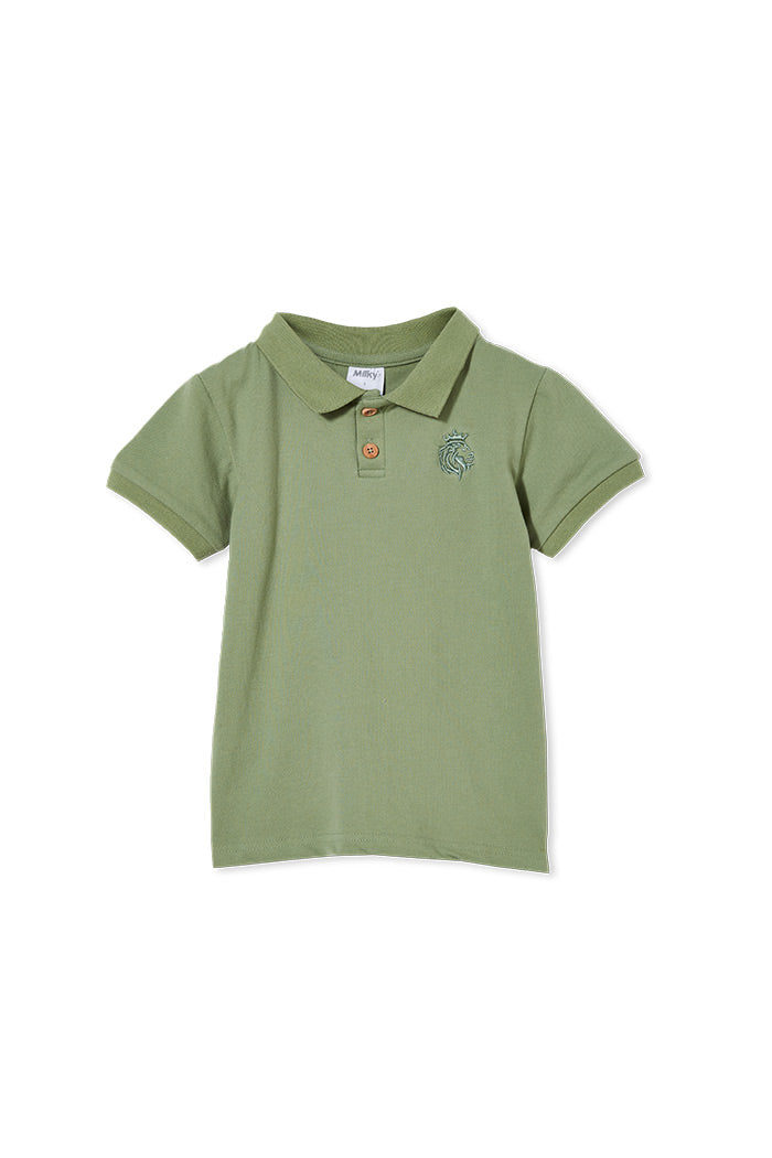 Milky Pique Polo T-Shirt sage in green