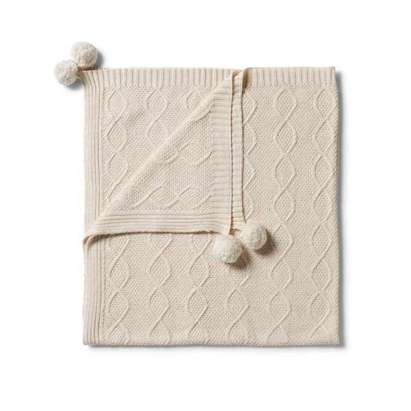 Wilson & Frenchy Oatmeal Melange cable knit baby blanket