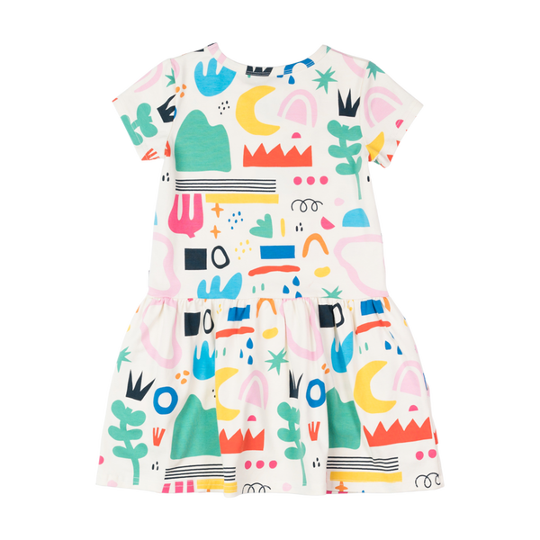 Rock your baby abstract drop waist dress in multi colour