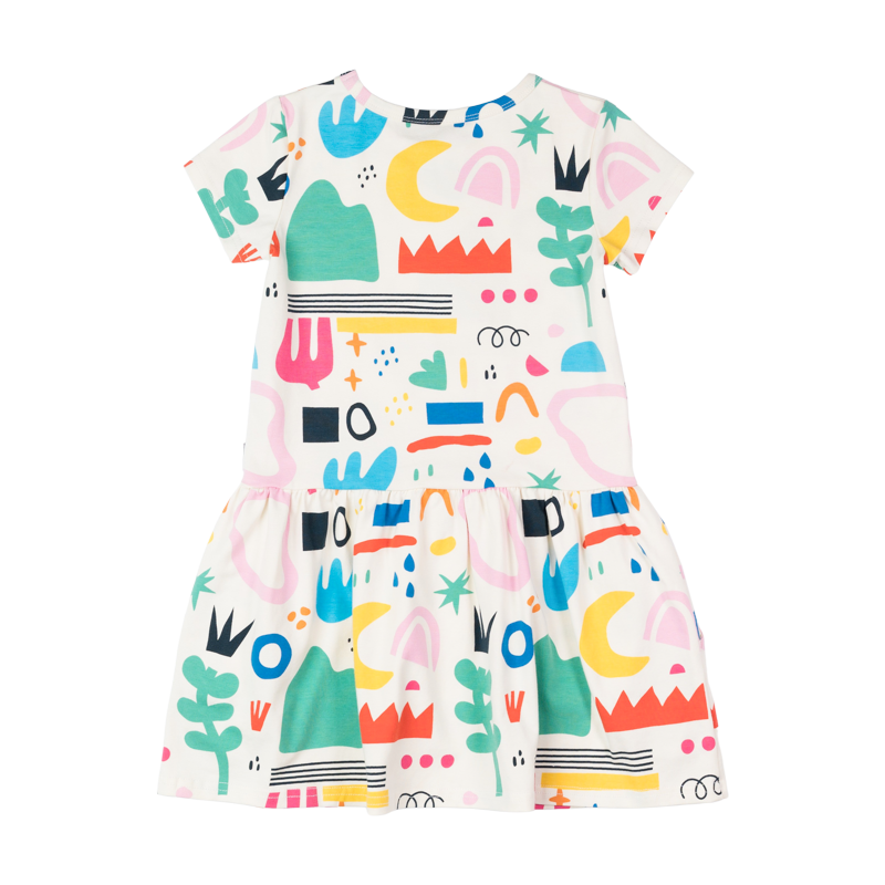 Rock your baby abstract drop waist dress in multi colour